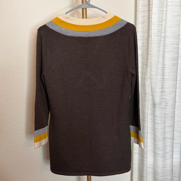 Tory Burch Women’s Brown Striped Wool Sweater Tunic - Picture 2 of 4